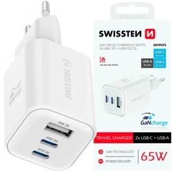 SWISSTEN Ładowarka sieciowa 2xUSB-C 1xUSB-A 65W GaN Charge