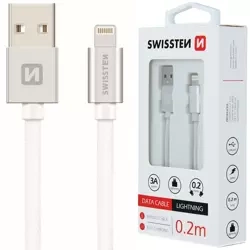 SWISSTEN Srebrny Kabel USB- Lightning 0,2m 3A do iPhone