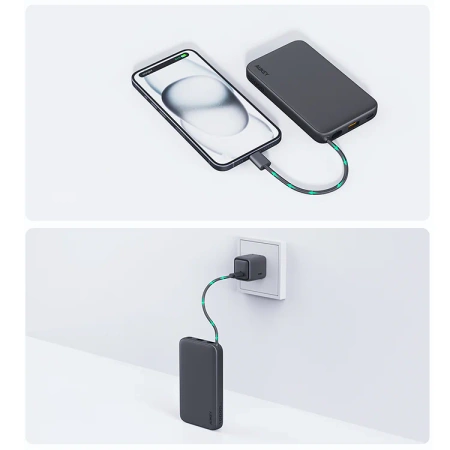 Aukey Powerbank 10000 mAh o mocy 22.5W z wbudowanym kablem USB-C PB-Y53GY Spark Sling 10000 Lite Plus