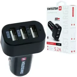 SWISSTEN Ładowarka samochodowa 2xUSB 2,1A + 1xUSB 1A