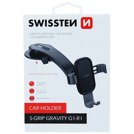 SWISSTEN Czarny Samochodowy Uchwyt Grawitacyjny G1-R1