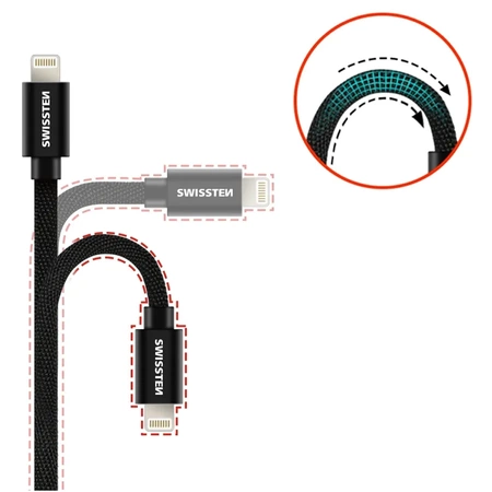 SWISSTEN Kabel USB- Lightning 2m 3A do iPhone