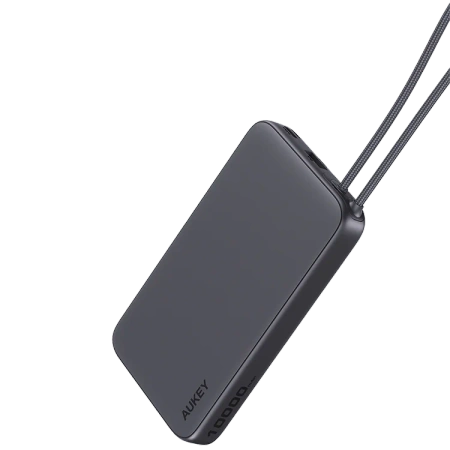 Aukey Powerbank 10000 mAh o mocy 22.5W z wbudowanym kablem USB-C PB-Y53GY Spark Sling 10000 Lite Plus