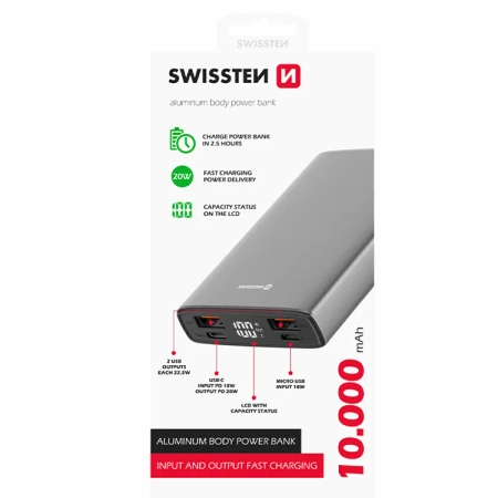 SWISSTEN Powerbank PD QC 20W 10000 mAh