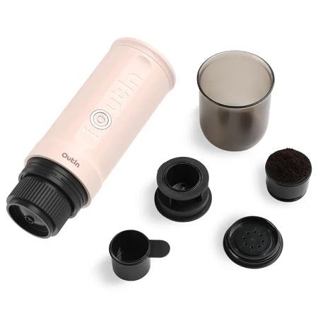 Outin przenośny ciśnieniowy 20 Bar ekspres - do kawy mielonej i na kapsułki - Nano Różowy kwarc