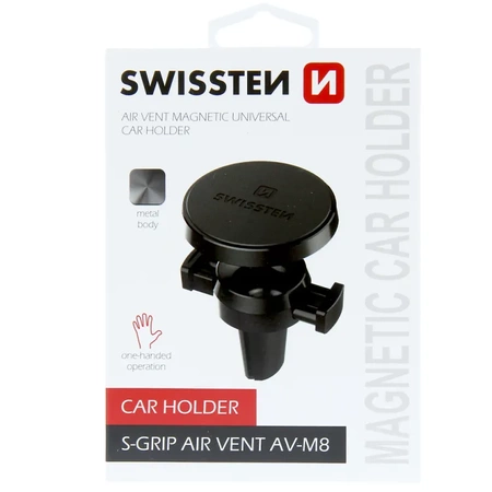 SWISSTEN Czarny Magnetyczny Uchwyt samochodowy do kratki S-Grip AV-M8