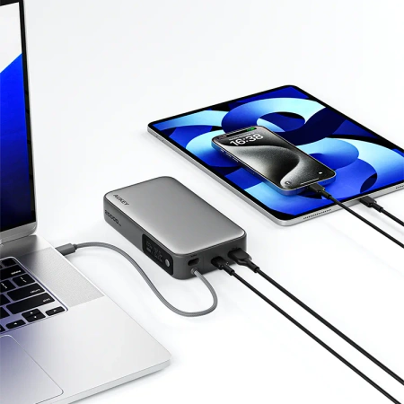 Aukey Powerbank 20000 mAh o mocy 130W z wbudowanym kablem USB-C PB-Y48 Spark Sling 20000