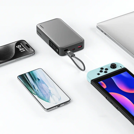 Aukey Powerbank 20000 mAh o mocy 130W z wbudowanym kablem USB-C PB-Y48 Spark Sling 20000