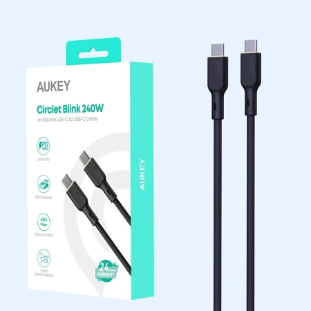 AUKEY kabel USB-C obsługuje PD 240W , 1.8m transfer 480Mbps CB-SCC242