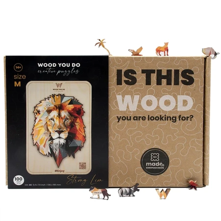 Wood You Do Puzzle drewniane Silny Lew | Strong Lion | 100 elementów | A5