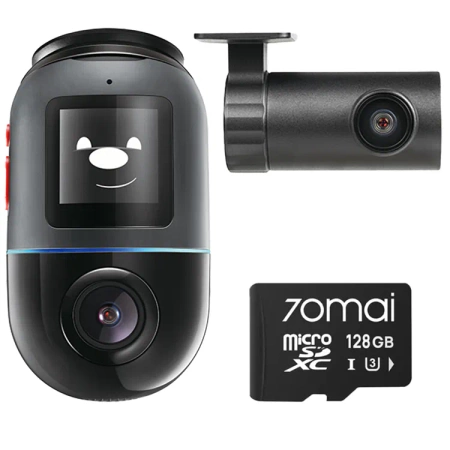 70mai Kamera Samochodowa czarna z kamerą wsteczną RC14 i kartą 128GB 4K Omni X800