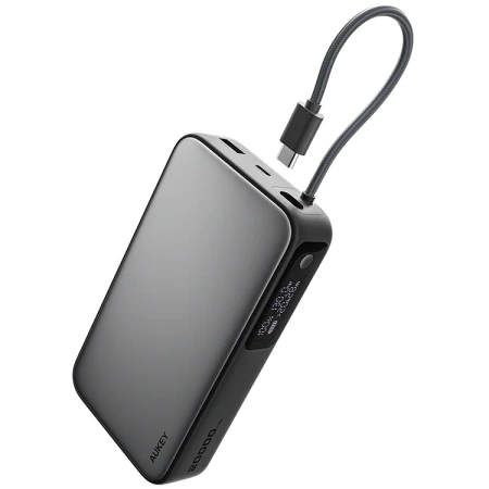 Aukey Powerbank 20000 mAh o mocy 130W z wbudowanym kablem USB-C PB-Y48 Spark Sling 20000