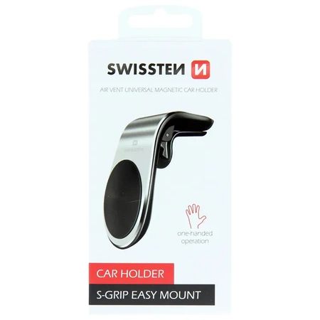 SWISSTEN Srebrny Magnetyczny Uchwyt samochodowy do kratki nawiewu S-Grip Easy Mount
