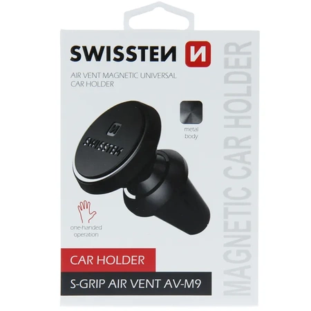 SWISSTEN Czarny Magnetyczny Uchwyt samochodowy do kratki S-Grip AV-M9