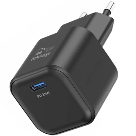 SWISSTEN Czarna Ładowarka sieciowa USB-C 35W + kabel USB-C/USB-C