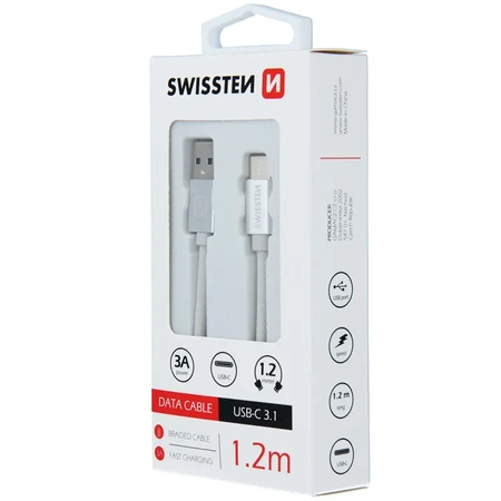 SWISSTEN Biały Kabel USB - USB-C 1,2m 3A