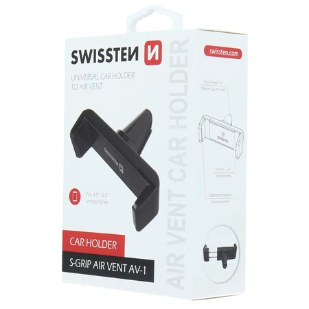 SWISSTEN Czarny Regulowany Uchwyt samochodowy do kratki S-GRIP AV-1