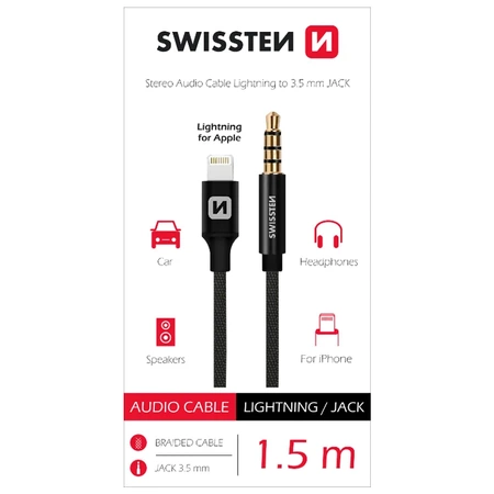 SWISSTEN Kabel adapter audio Lightning - jack 3,5mm 1,5m