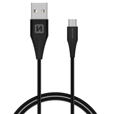 SWISSTEN Czarny Kabel USB - micro USB 1,5m 2,4A 9mm