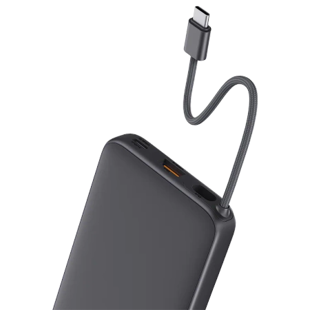 Aukey Powerbank 10000 mAh o mocy 22.5W z wbudowanym kablem USB-C PB-Y53GY Spark Sling 10000 Lite Plus