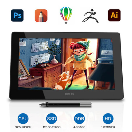 Bosto Tablet graficzny All-in-one Studio 16HD z Windows 15.6'' IPS 128GB