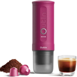 Outin przenośny ciśnieniowy 20 Bar ekspres - do kawy mielonej i na kapsułki - Nano czerwony