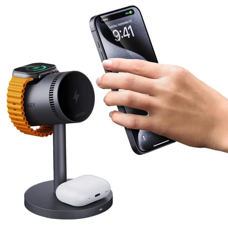 AUKEY magnetyczna ładowarka 3w1 z chłodzeniem MagFusion 3in1 PRO