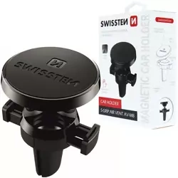 SWISSTEN Czarny Magnetyczny Uchwyt samochodowy do kratki S-Grip AV-M8