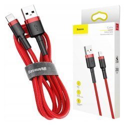 Baseus Kabel USB- Lightning 2M do iPhone 7 8 Xs 11 Czerwony