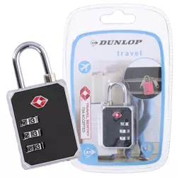 Dunlop Czarna Kłódka TSA z szyfrem zabezpieczająca bagaż