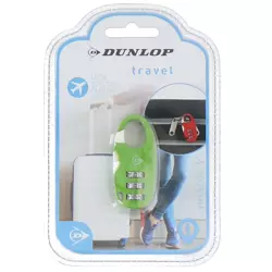 Dunlop Zielona Kłódka z szyfrem zabezpieczająca bagaż