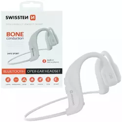 SWISSTEN Białe Słuchawki kostne bezprzewodowe z mikrofonem BONE CONDUCTION