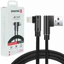 SWISSTEN Czarny Kabel USB - Lightning 1,2m 3A do iPhone Arcade