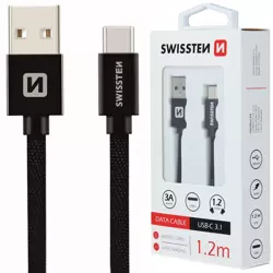 SWISSTEN Czarny Kabel USB - USB-C 1,2m 3A