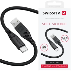 SWISSTEN Czarny Kabel USB - USB-C 1,5m 60W