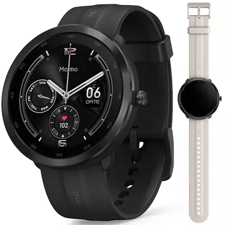 70mai Czarny Smartwatch Zegarek sportowy Maimo Watch R GPS + Beżowy wymienny pasek + folia ochronna