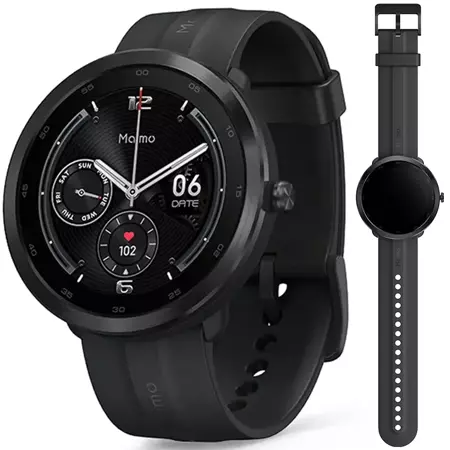 70mai Czarny Smartwatch Zegarek sportowy Maimo Watch R GPS + Czarny wymienny pasek + folia ochrronna