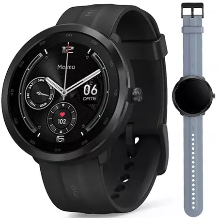 70mai Czarny Smartwatch Zegarek sportowy Maimo Watch R GPS + Niebieski wymienny pasek + folia ochronna