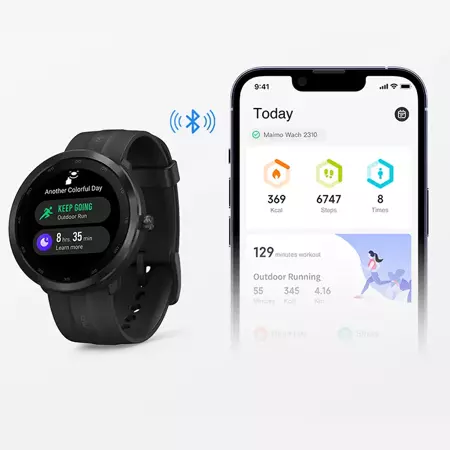 70mai Czarny Smartwatch Zegarek sportowy Maimo Watch R GPS + świąteczne opakowanie