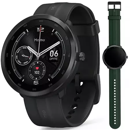 70mai Czarny Smartwatch Zegarek sportowy Maimo Watch R + Zielony wymienny pasek