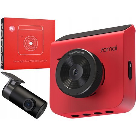 70mai Kamera Samochodowa Wideorejestrator Dash Cam A400 + kamera wsteczna RC09 Czerwona
