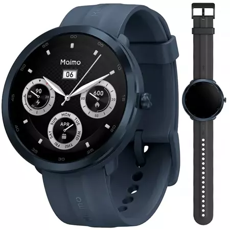 70mai Niebieski Smartwatch Zegarek sportowy Maimo Watch R + Czarny wymienny pasek + folia ochronna