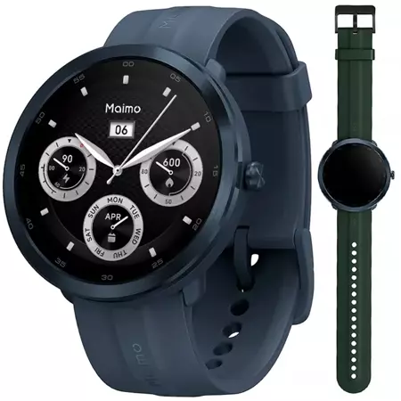 70mai Niebieski Smartwatch Zegarek sportowy Maimo Watch R + Zielony wymienny pasek + folia ochronna