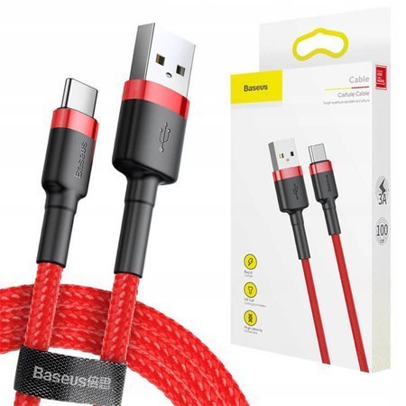 Baseus Czerwony Kabel USB-C Typ C Quick Charge 3.0 1m 3A