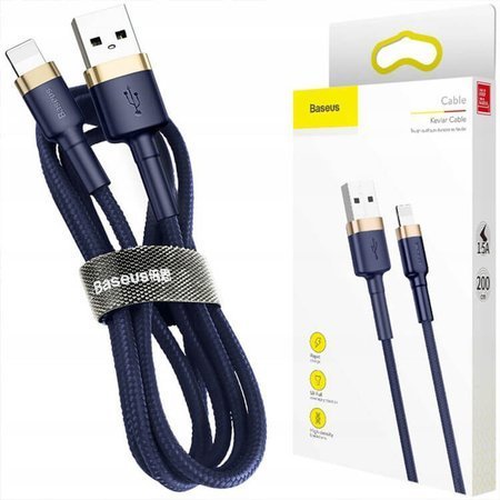 Baseus Kabel USB- Lightning 2M do iPhone 7 8 Xs 11 Granatowo- złoty