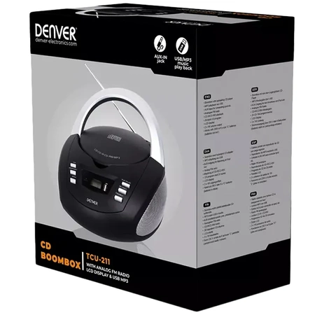 Denver Czarny Radioodtwarzacz FM CD USB MP3 TCU-211