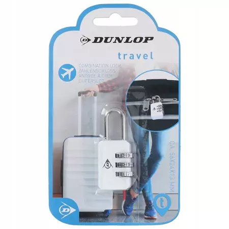 Dunlop Biała Kłódka z szyfrem zabezpieczająca bagaż