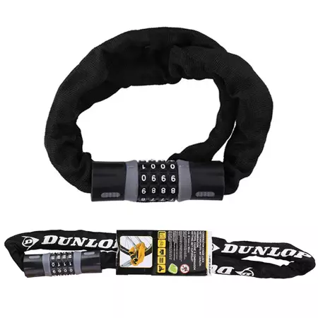 Dunlop Czarne Zapięcie rowerowe na szyfr łańcuch hartowany 90cm