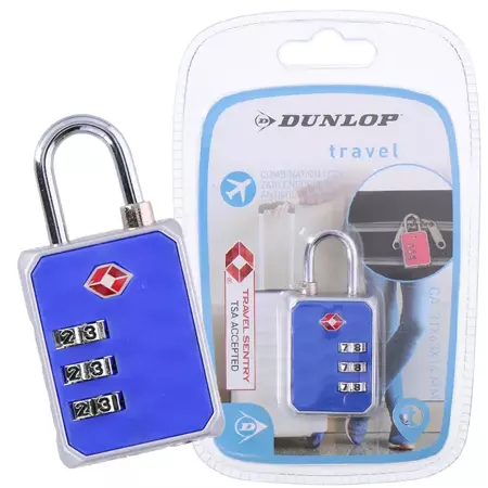 Dunlop Niebieska Kłódka TSA z szyfrem zabezpieczająca bagaż