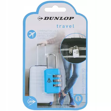 Dunlop Niebieska Kłódka z szyfrem zabezpieczająca bagaż